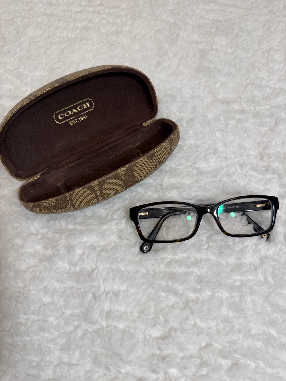 Coach Black Rectangular Eyeglasses with Signature Monogram Case